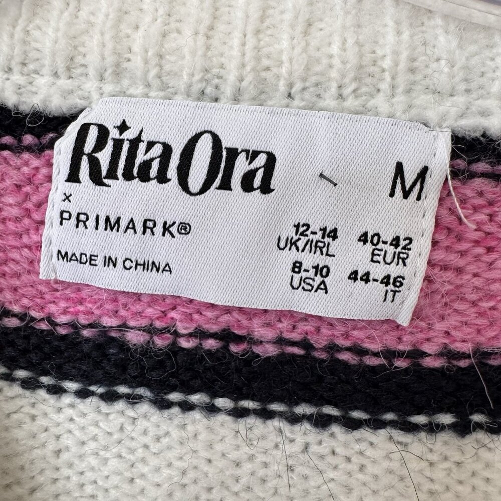 Fuzzy Striped Knit Sweater Y2K Rita Ora X Primark Hysteric Glamour Vibe Medium - Picture 4 of 6